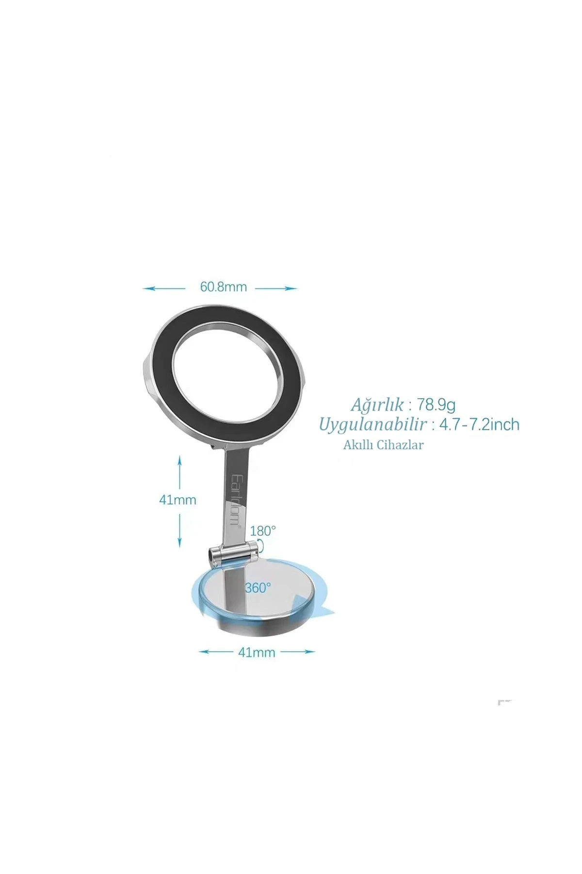 Earldom EH230 360 Derece Ayarlanabilen Yapışkanlı Manyetik Magsafe Araç Tutucu