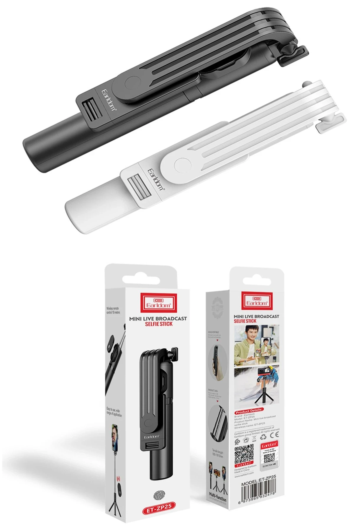 Earldom ZP25 Ayarlanabilir Açılı BT 4.0 Tripodlu Mini Selfie Çubuğu