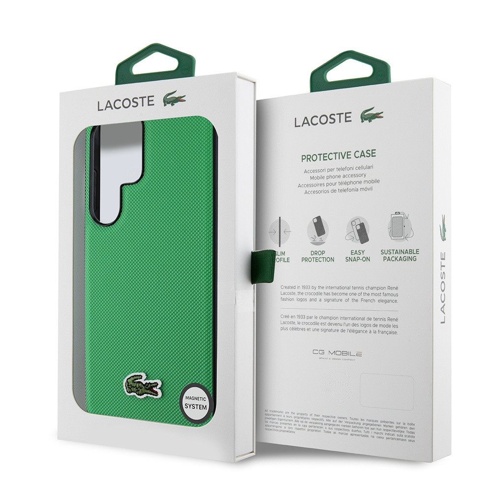 Galaxy S25 Ultra Kılıf Lacoste Orjinal Lisanslı PU Pike Desenli Arka Yüzey İkonik Timsah Dokuma Logolu Kapak