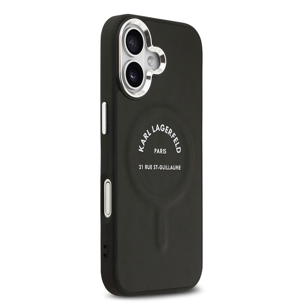 Apple iPhone 17 Kılıf Karl Lagerfeld Orjinal Lisanslı M-safe Şarj Özellikli Metal Kamera ve Buton Tasarımlı Paris RSG PU Deri Kapak