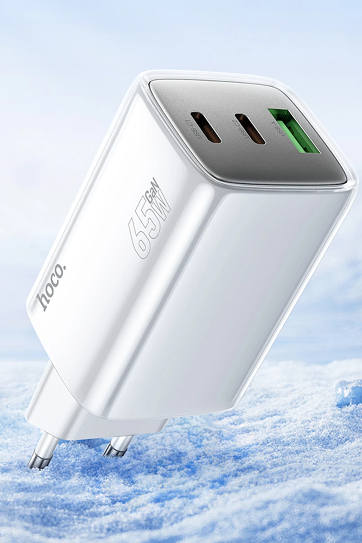 Hoco. N49 Glorious 2 Adet Type-C ve 1 Adet USB Çıkışlı Ekstra Type-C to Type-C Kablolu 65W PD Hızlı Şarj Aleti