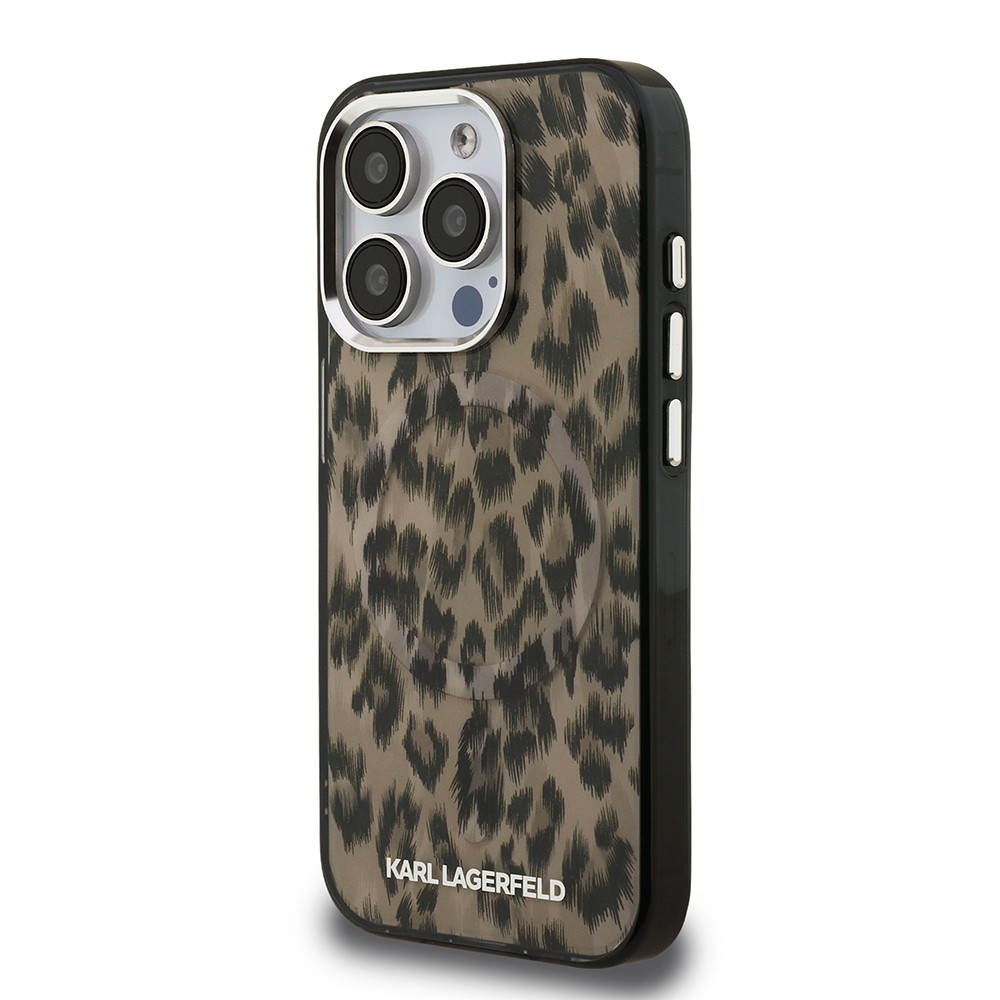 Apple iPhone 16 Pro Kılıf Karl Lagerfeld Orjinal Lisanslı IML Leopar Baskılı Kapak