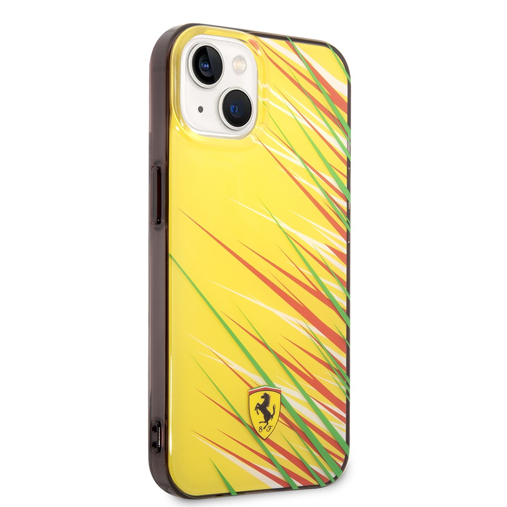 Apple iPhone 14 Kılıf Ferrari Orjinal Lisanslı Baskı Logolu Çimen Desenli Kapak