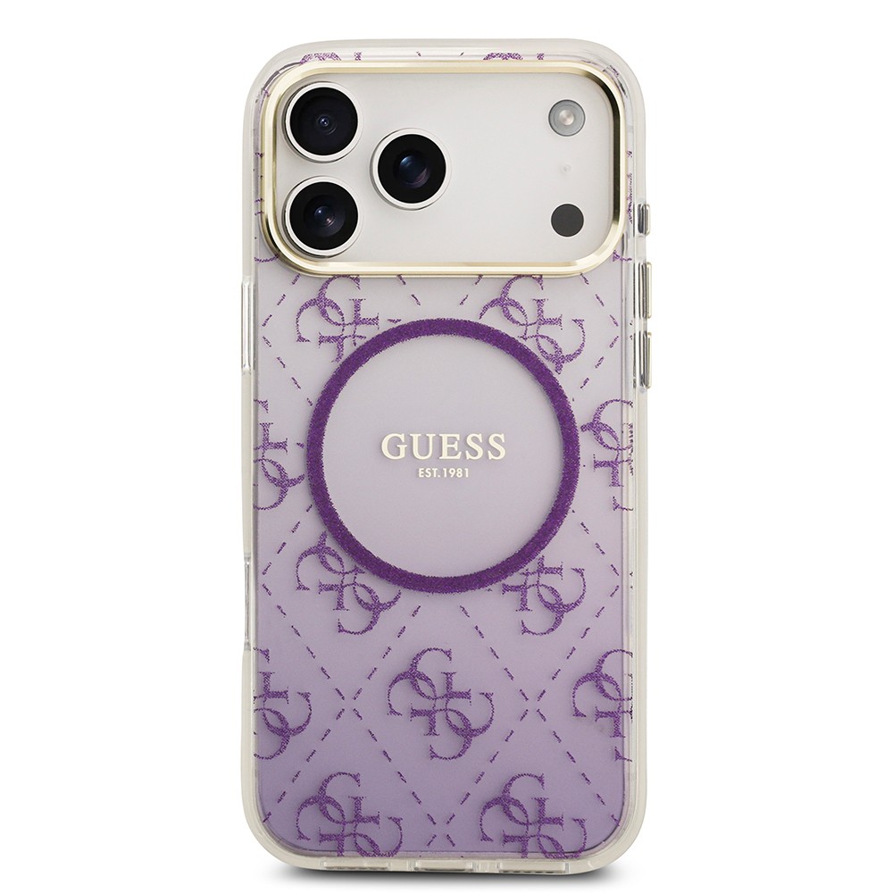 Apple iPhone 17 Pro Max Kılıf Guess Orjinal Lisanslı M-safe Şarj Özellikli 4G Desenli Simli Silikon Kapak
