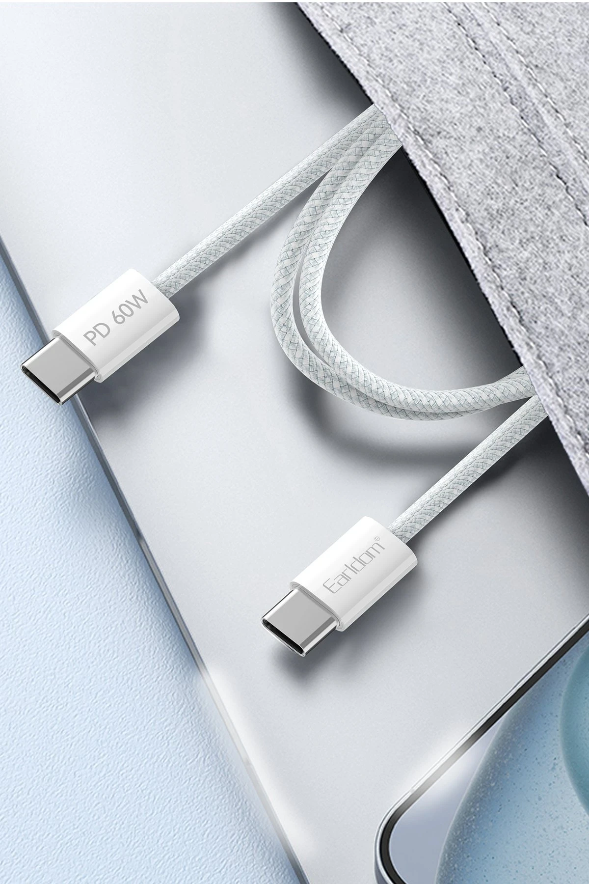 Earldom EC-190CC 2M 60W iPhone 15 Serisi ile Uyumlu Type-C to Type-C PD Hızlı Şarj Kablosu