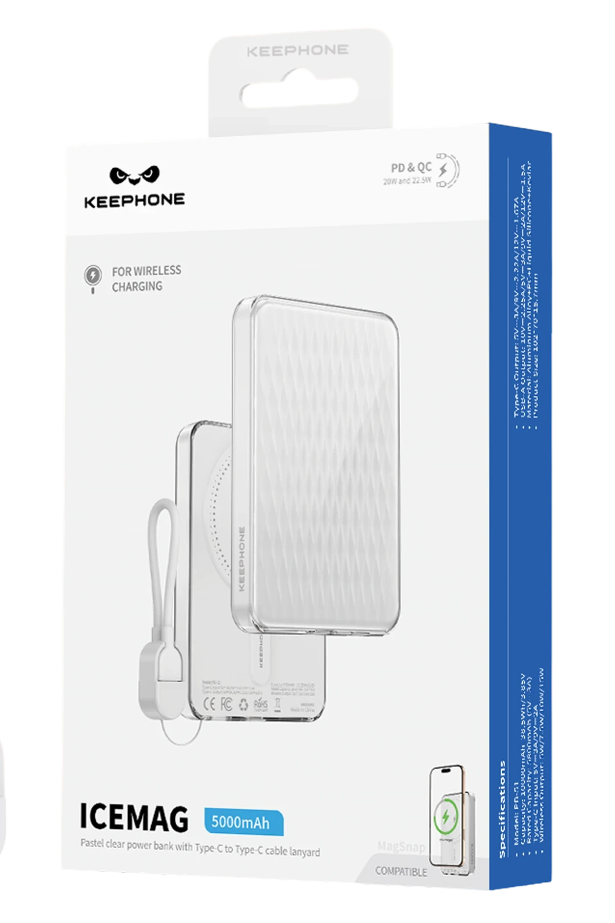 Keephone PB52 IceMag 5.000 mAh Type-C 20W PD Magsafe Destekli Powerbank