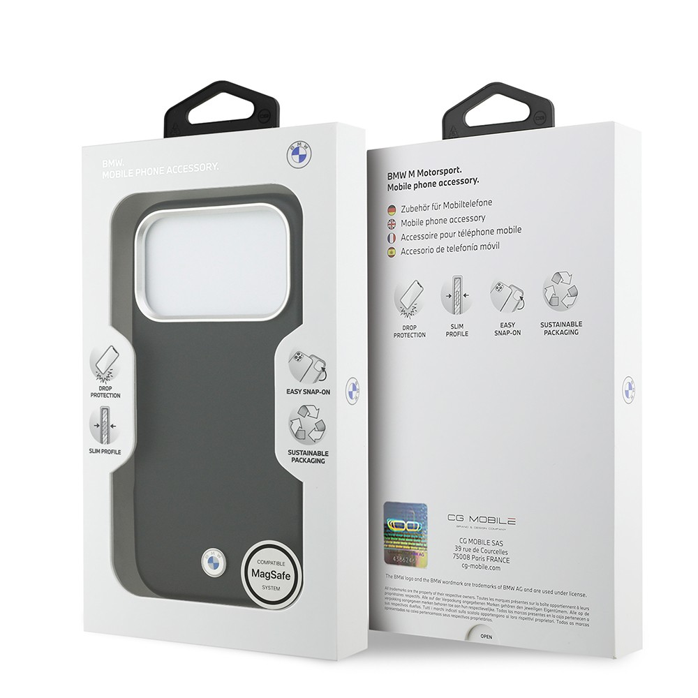 Apple iPhone 17 Pro Kılıf BMW Orjinal Lisanslı M-safe Şarj Özellikli Metal Logolu Tam Kaplama Deri Kapak