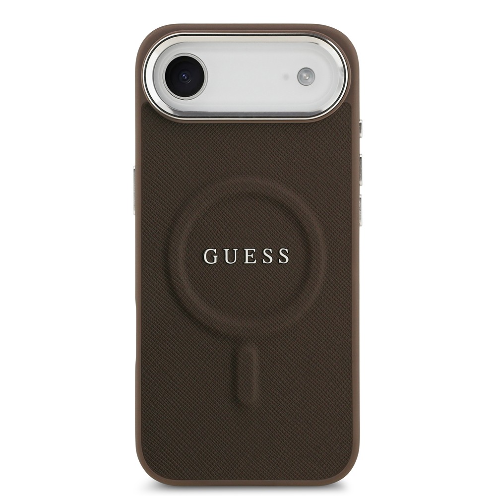 Apple iPhone 17 Air Kılıf Guess Orjinal Lisanslı M-safe Şarj Özellikli Klasik Yazı Logolu PU Deri Kapak