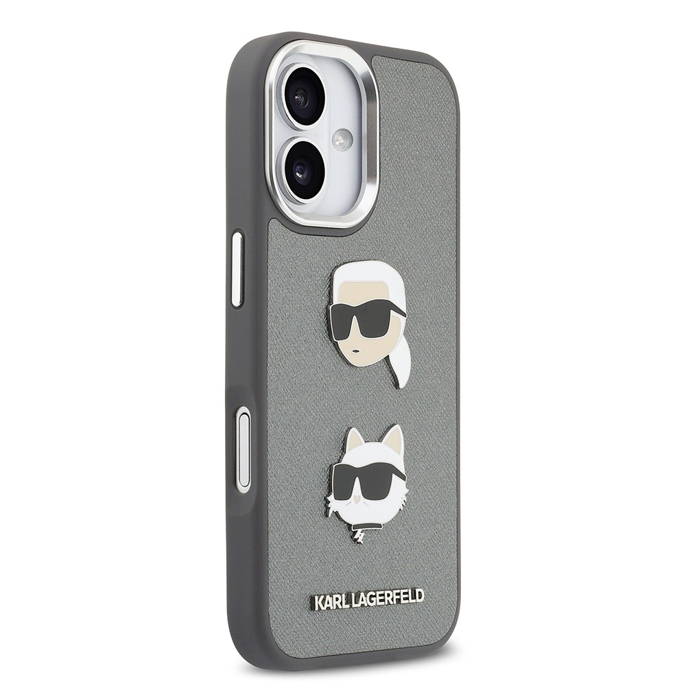 Apple iPhone 17 Kılıf Karl Lagerfeld Orjinal Lisanslı Metal Logolu K&C Heads Pin Kapak