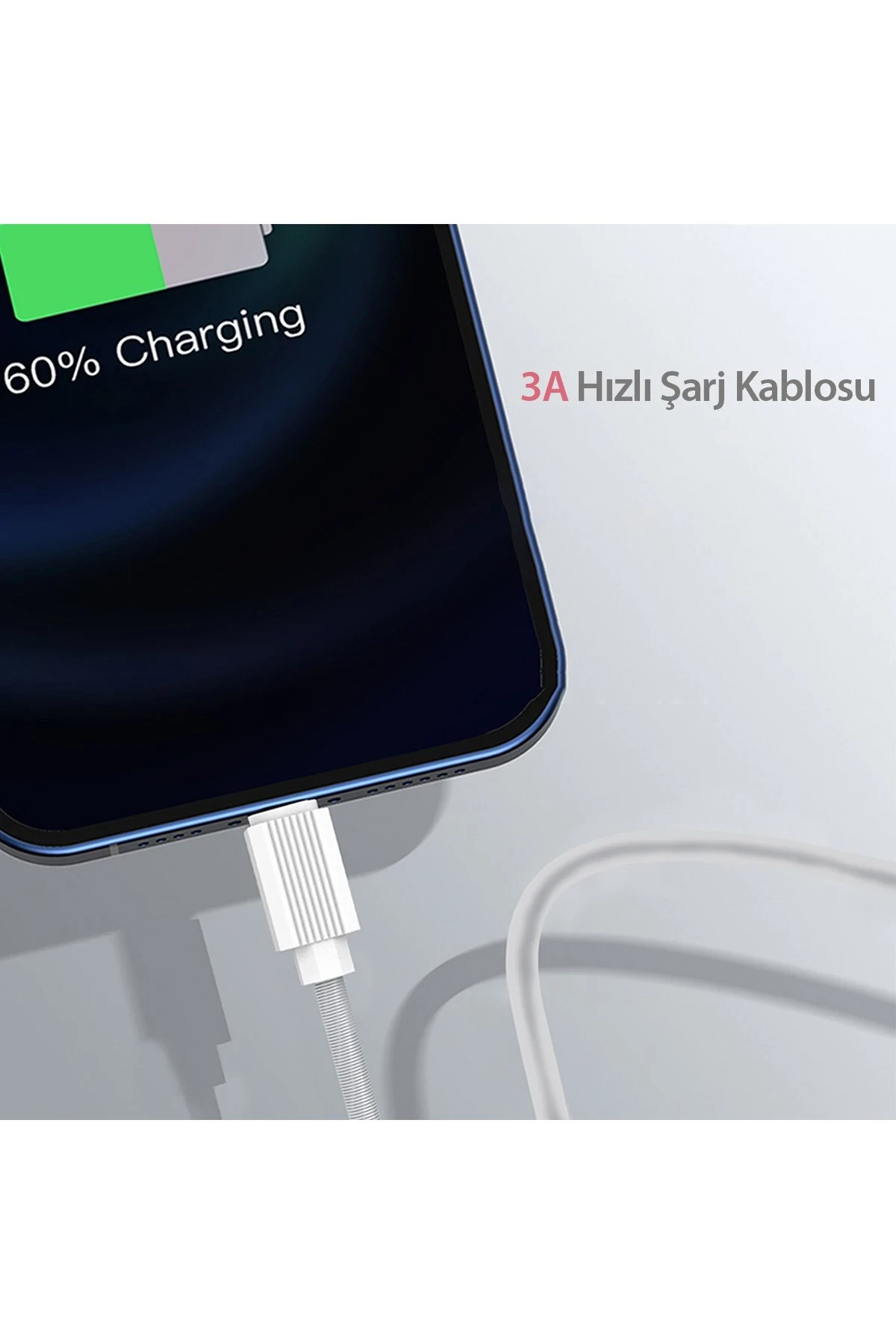 Earldom EC-137L 1M 3A Kırılmaya Dayanıklı Lightning Hızlı Şarj Kablosu