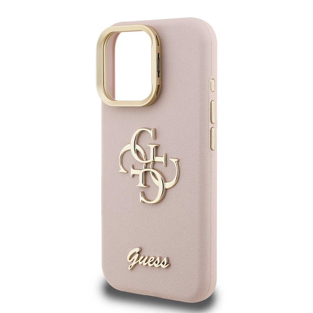 Apple iPhone 15 Pro Kılıf Guess Orjinal Lisanslı Grained Yazı Logolu Kamera Standlı Kapak