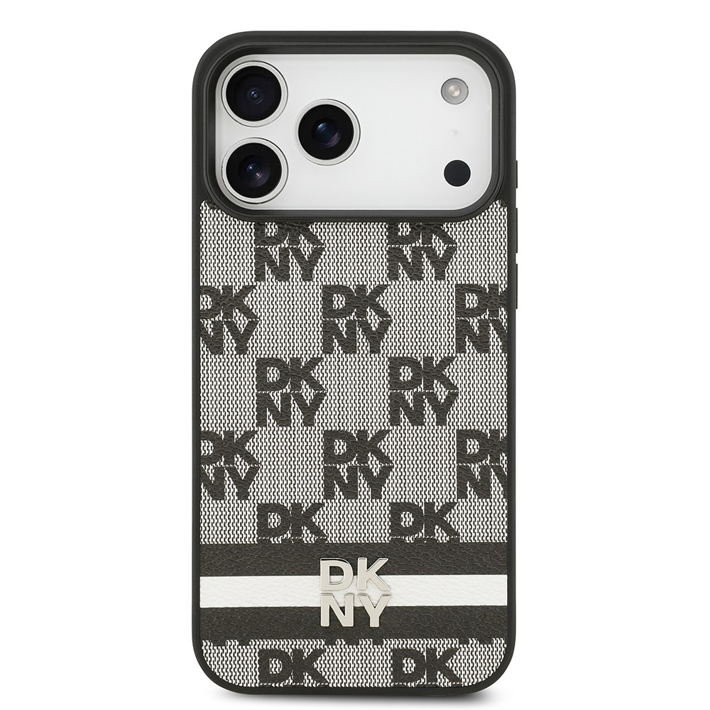 Apple iPhone 17 Pro Max Kılıf DKNY Orjinal Lisanslı M-safe Şarj Özellikli 3D Yazılı Metal Logolu Kapak