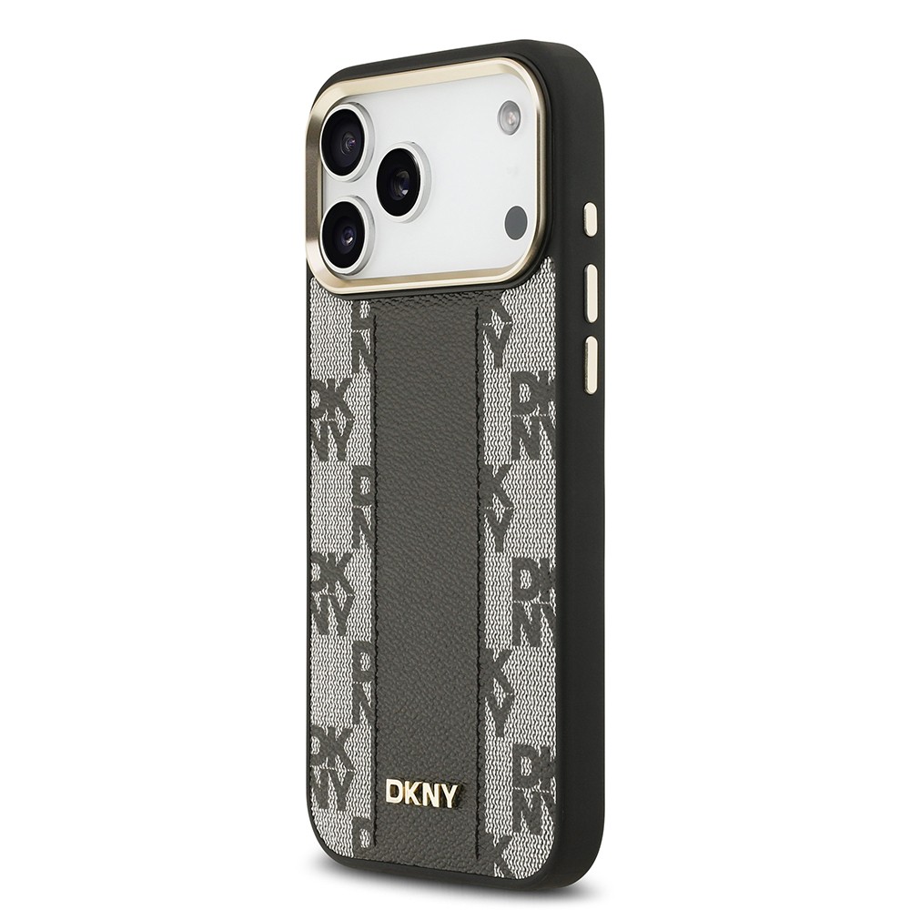 Apple iPhone 17 Pro Max Kılıf DKNY Orjinal Lisanslı M-safe Şarj Özellikli 3D Yazılı Checkered Pattern Kapak