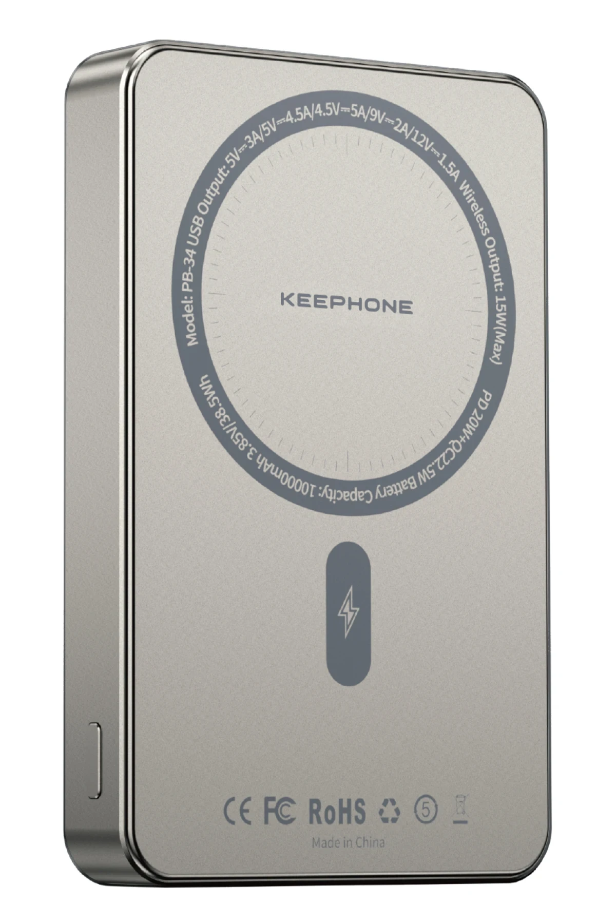 Keephone PB34 Lucci 10.000 mAh 20W Type-C 22.5W USB QC 15W Kablosuz Şarj PD Magsafe Powerbank