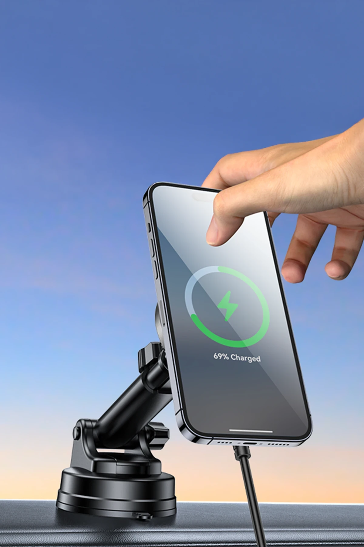 Yesido DS30 2in1 Izgara Klipsli ve Vantuzlu 15W Kablosuz Şarjlı Manyetik Magsafe Araç Tutucu