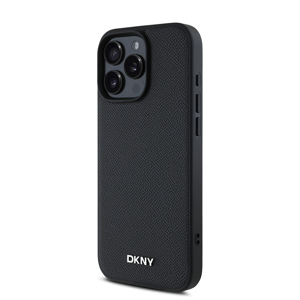 Apple iPhone 16 Pro Kılıf DKNY Orjinal Lisanslı M-safe Şarj Özellikli Metal Logolu PU Deri Grained Kapak