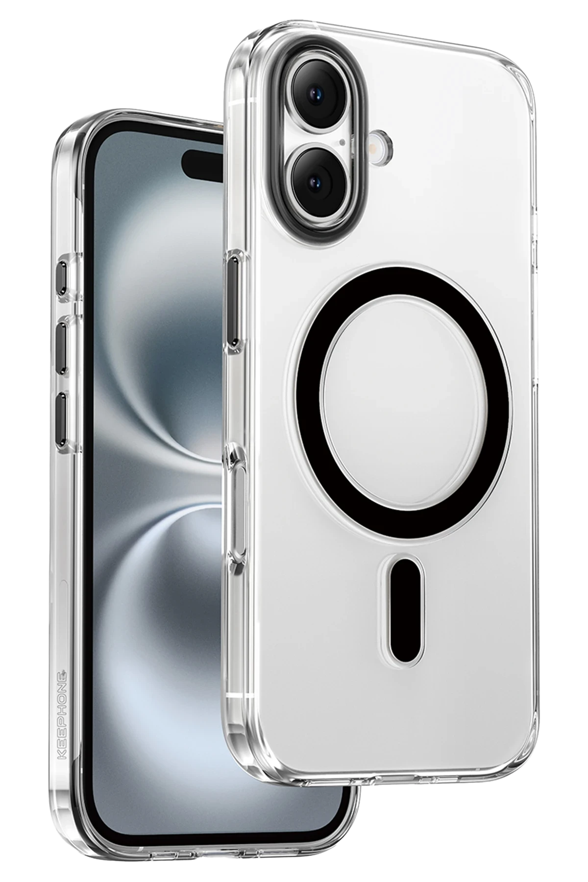 Keephone iPhone 16 Aurora Şeffaf Magsafe Kılıf - Siyah Titanyum