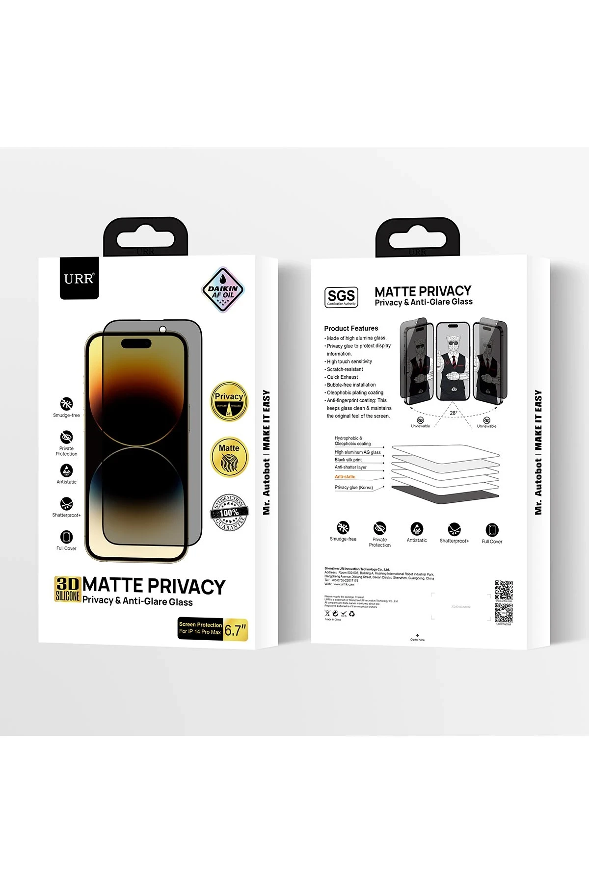 URR iPhone 15 Pro HD Privacy Cam Ekran Koruyucu