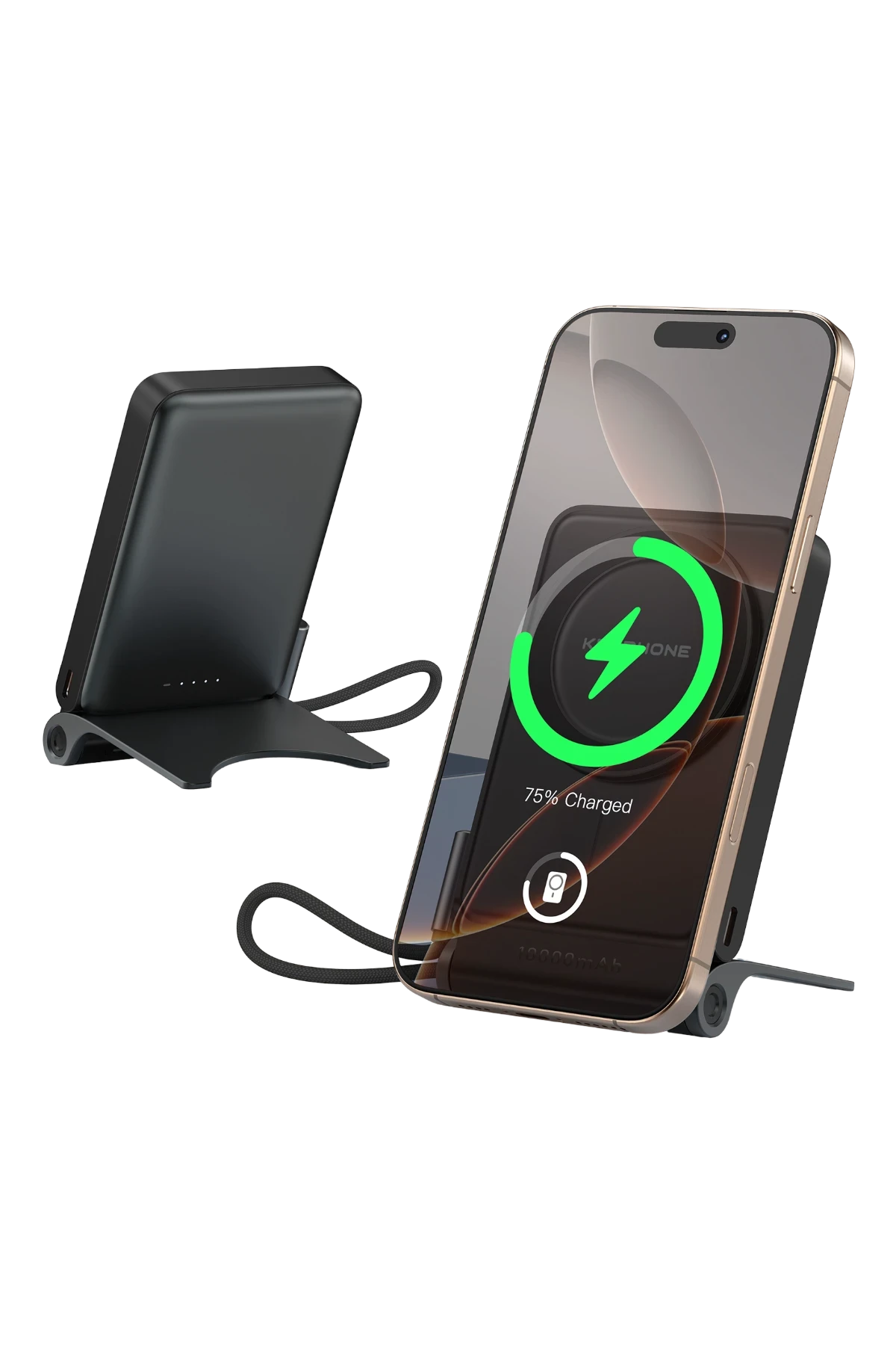 Keephone PB45 Hotta 10.000 mAh 22.5W Dahili Type-C Kablolu 15W Kablosuz Şarj Destekli Standlı PD Magsafe Powerbank