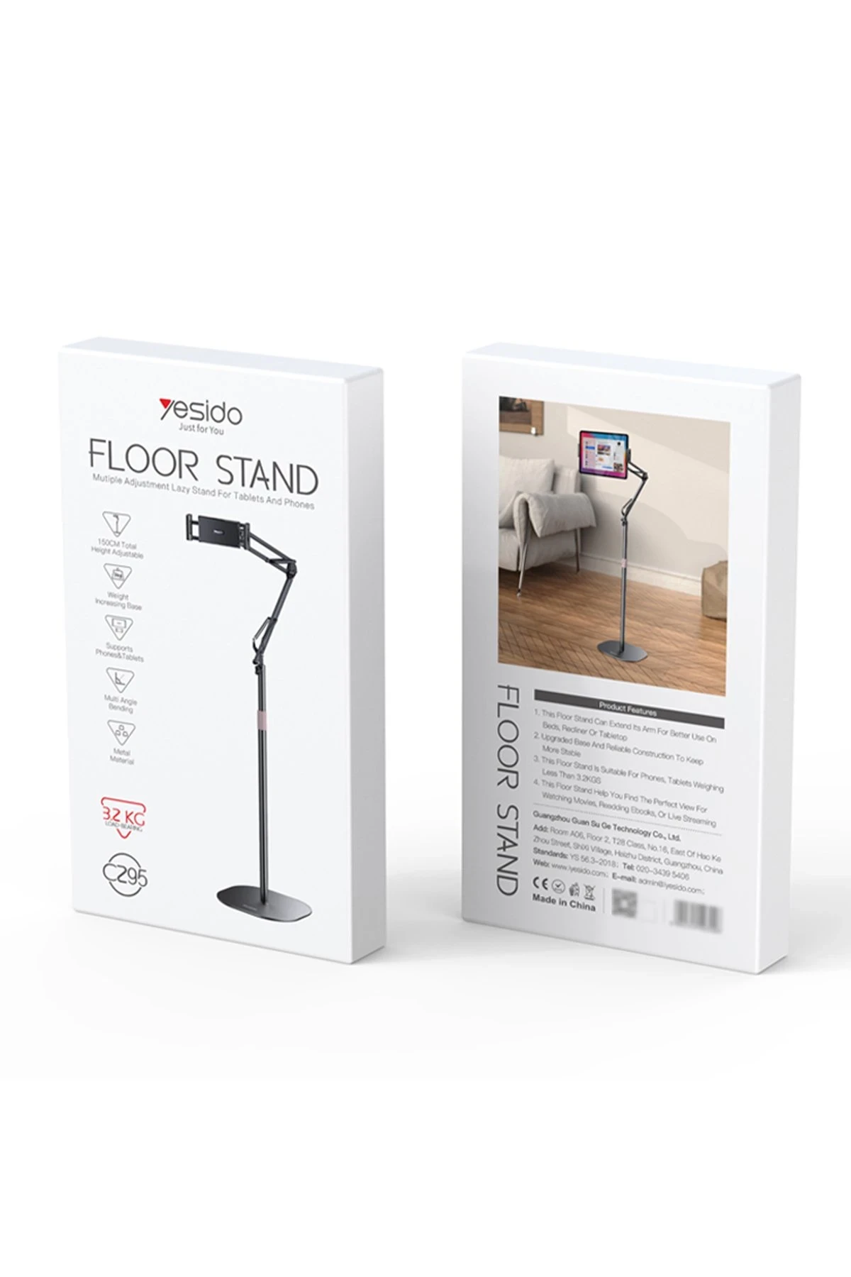 Yesido C295 1.5M 360 Derece Ayarlanabilir Klipsli Canlı Yayın Tripod Telefon Tutucu