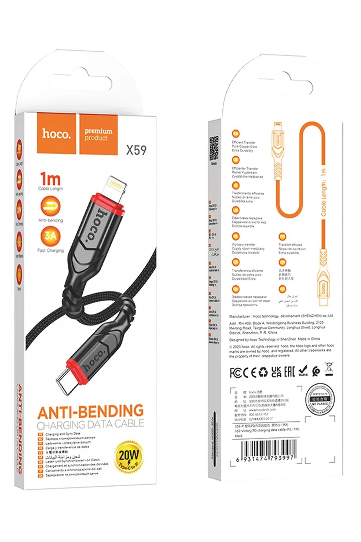 Hoco. X59 Victory 1M 20W Type-C to Lightning PD Hızlı Şarj Data Kablosu