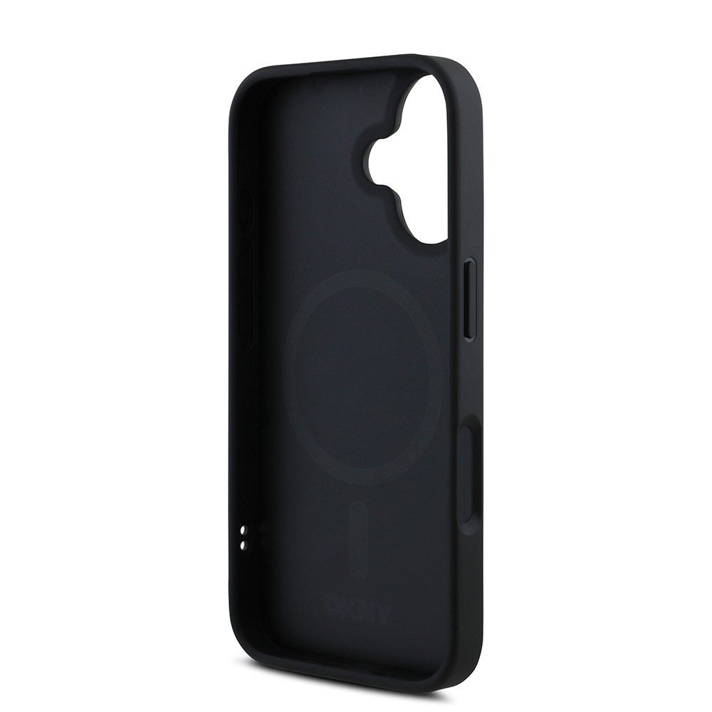 Apple iPhone 16 Kılıf DKNY Orjinal Lisanslı M-safe Şarj Özellikli Metal Logolu PU Deri Grained Kapak