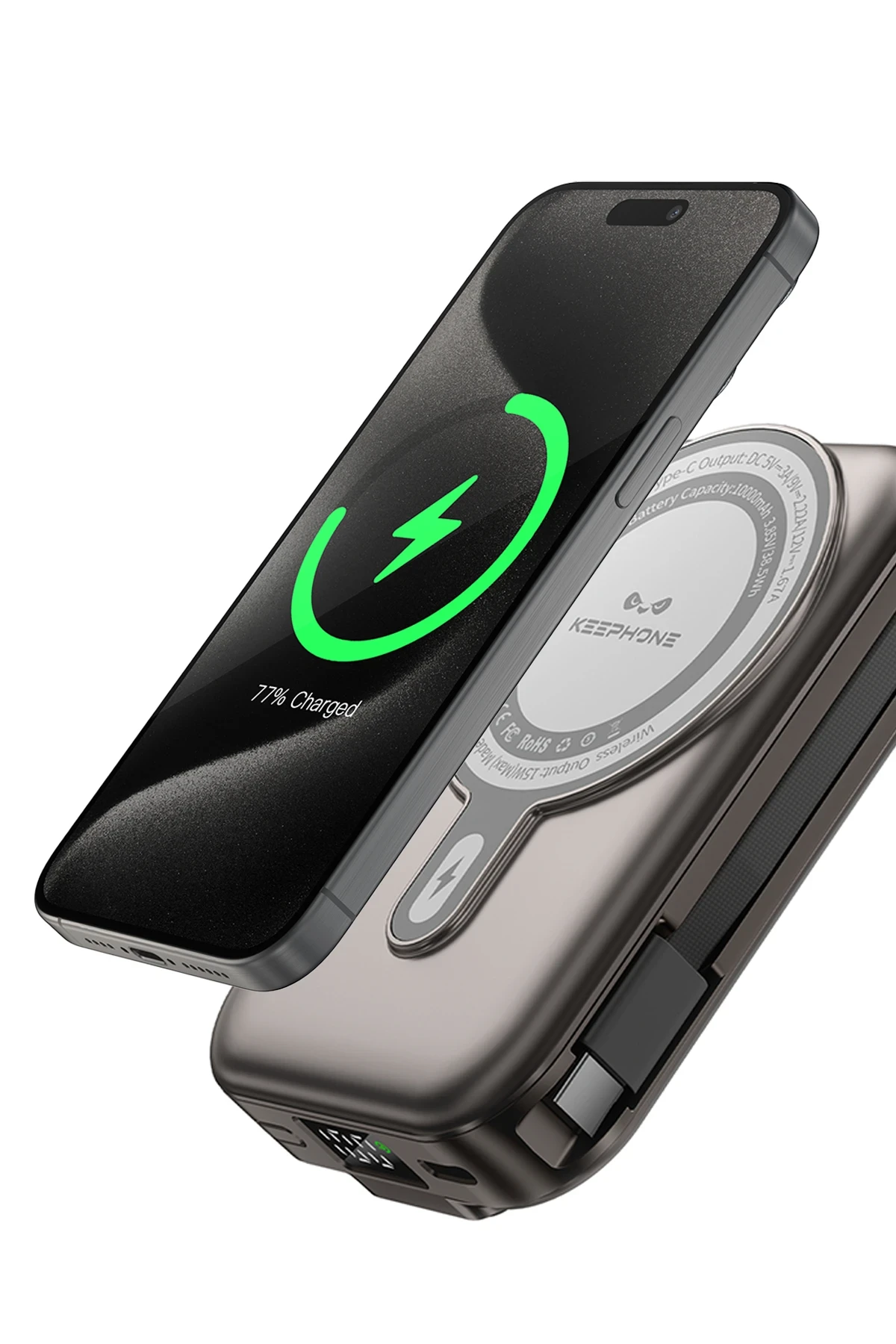 Keephone PB28 Roger 10.000 mAh 20W Type-C 20W Lightning 15W Kablosuz Şarj PD Magsafe Powerbank