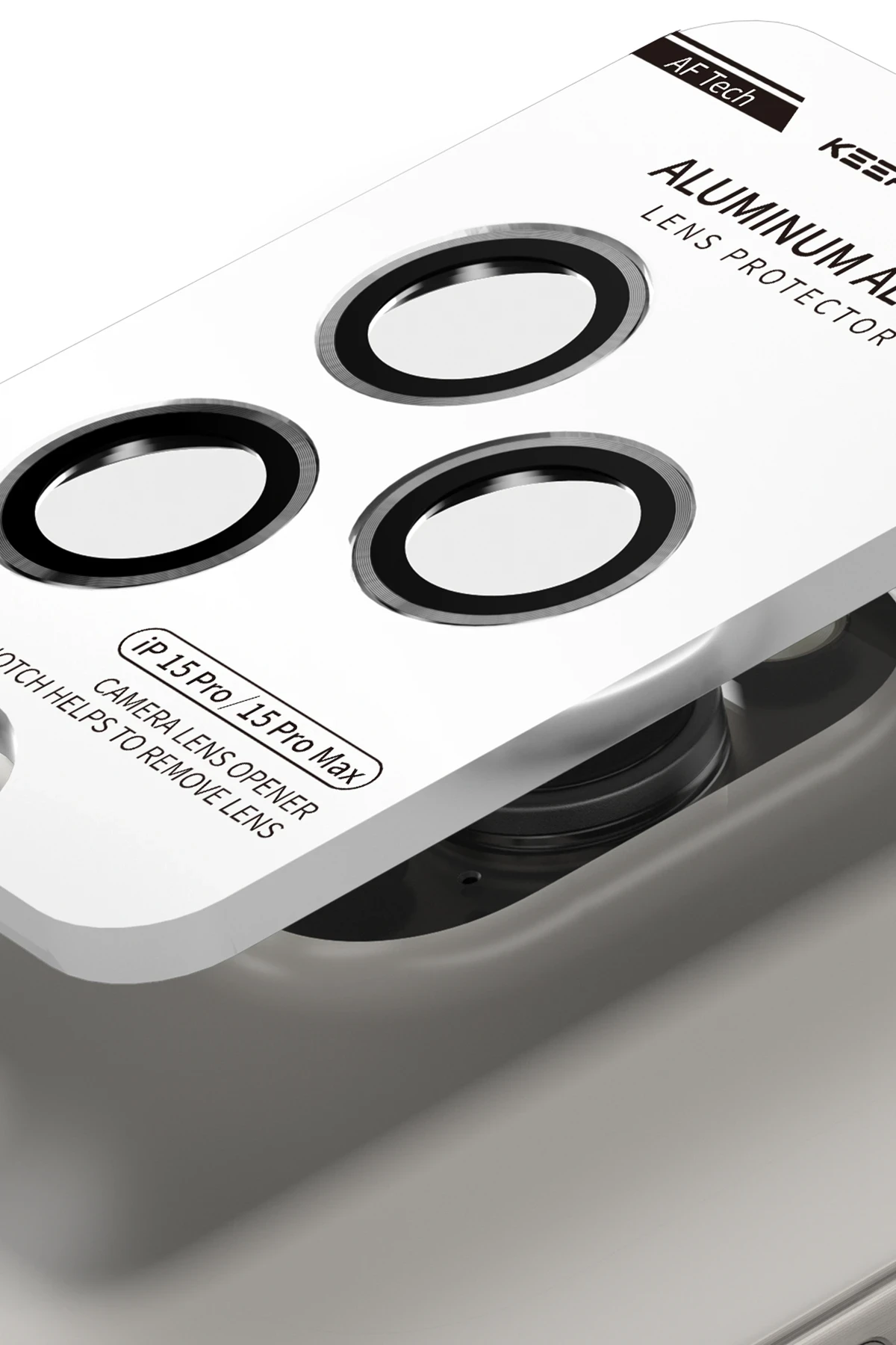 Keephone iPhone 15 Pro Max 3D Spiral Alüminyum AR Kamera Lens Koruyucu