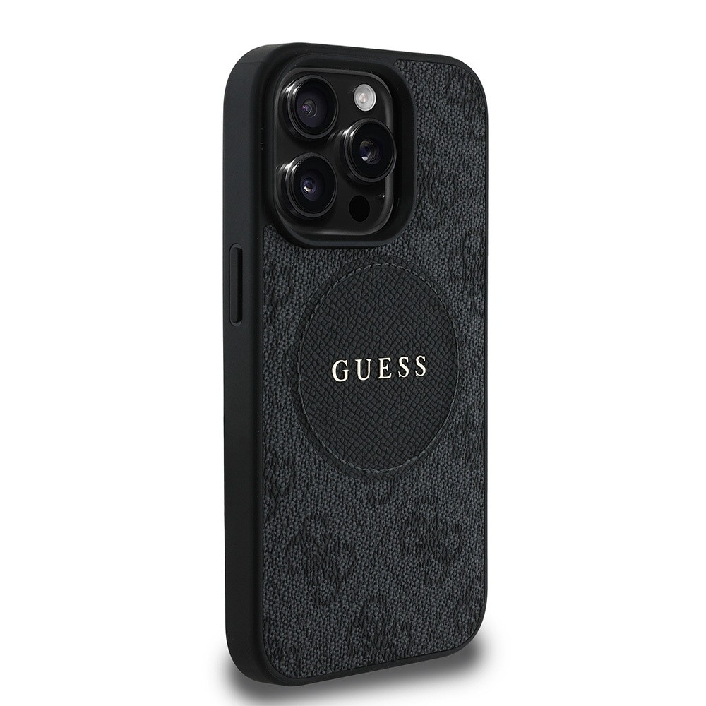 Apple iPhone 15 Pro Max Kılıf Guess Orjinal Lisanslı M-safe Şarj Özellikli Yazı Logolu Circle Classic Kapak
