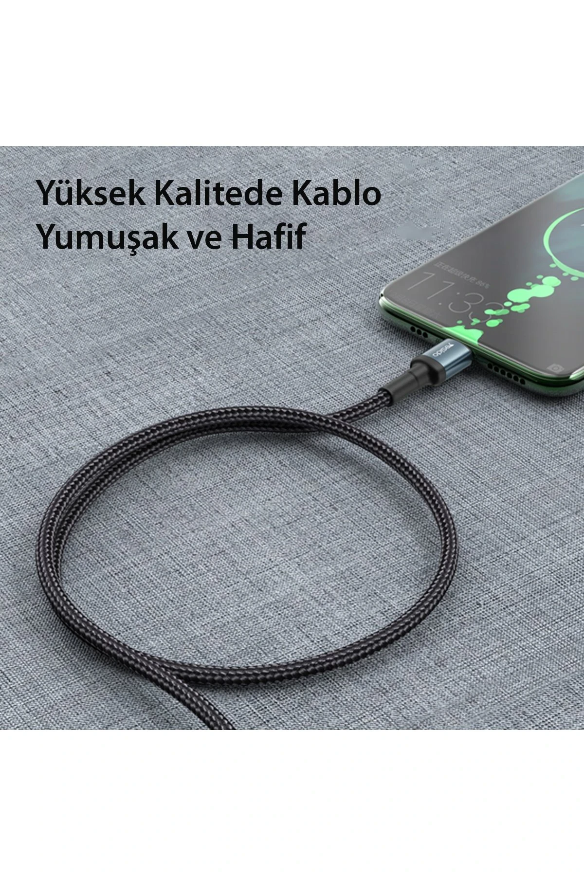 Yesido CA78 1.2M 60W Hasırlı Type-C to Type-C PD Hızlı Şarj Kablosu