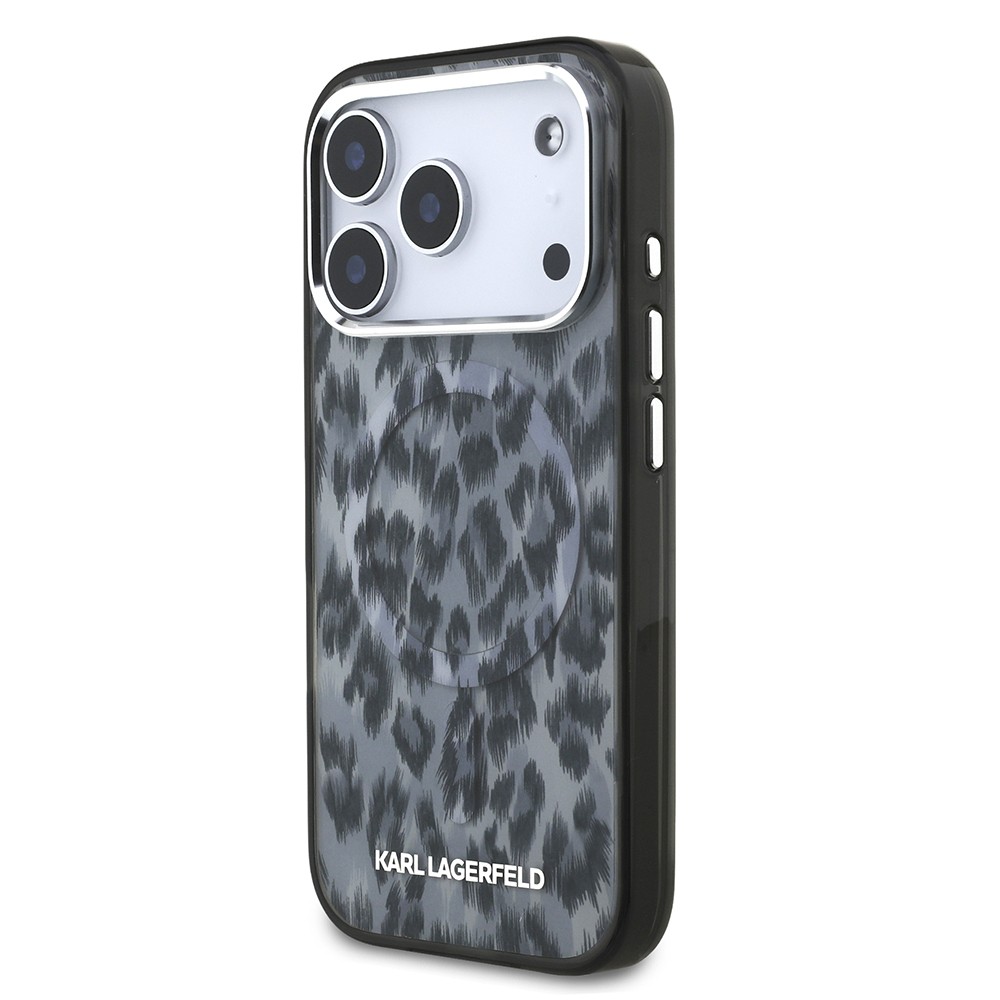 Apple iPhone 17 Pro Kılıf Karl Lagerfeld Orjinal Lisanslı M-safe Şarj Özellikli IML Leopar Baskılı Kapak