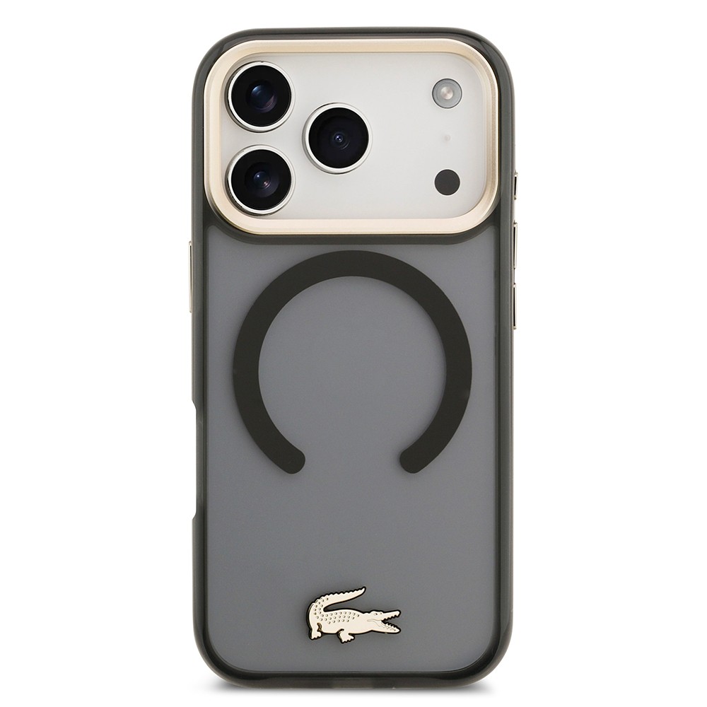 Apple iPhone 17 Pro Kılıf Lacoste Orjinal Lisanslı M-safe Şarj Özellikli Gold Timsah Logolu Buzlu Kapak