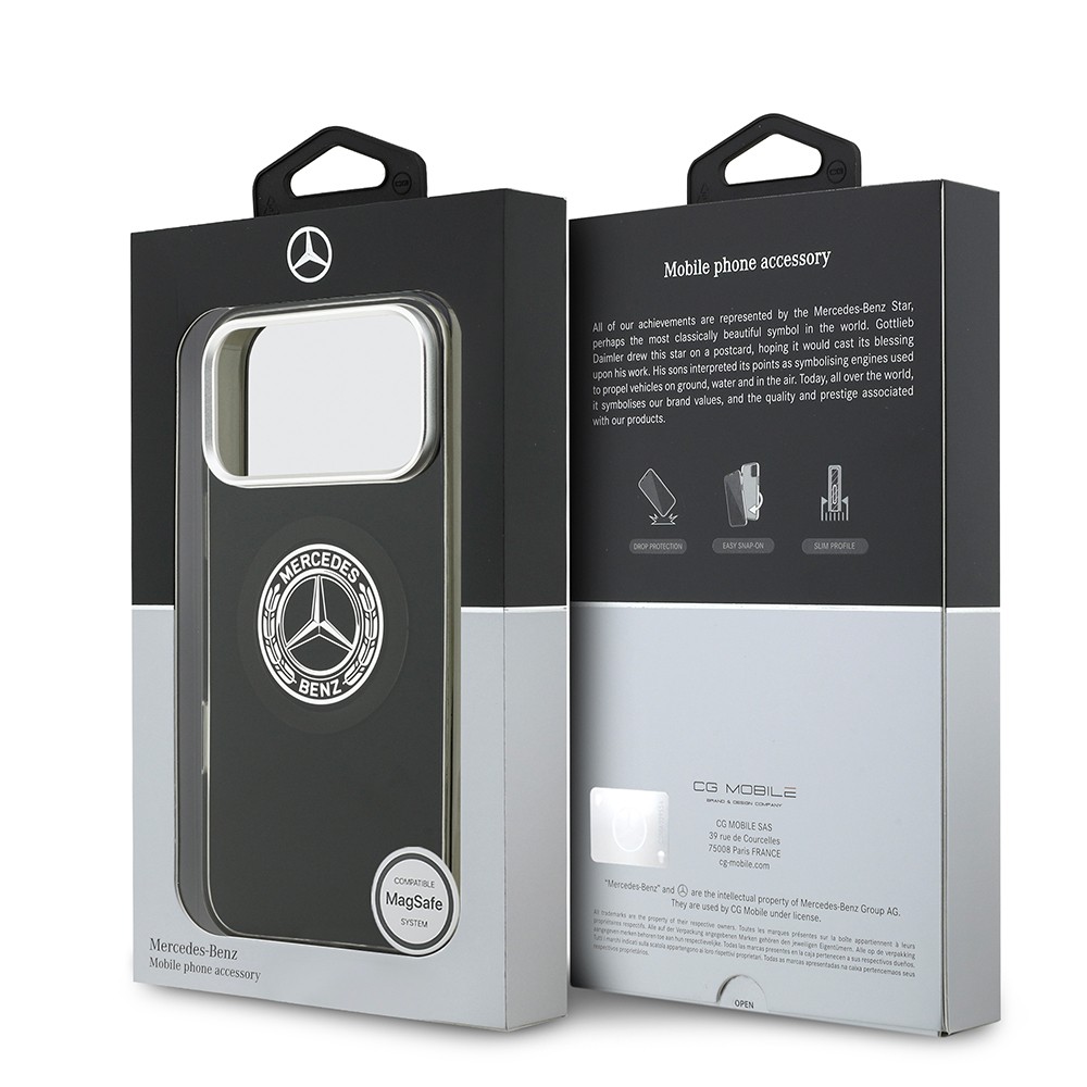 Apple iPhone 17 Pro Max Kılıf Mercedes Benz Orjinal Lisanslı M-safe Şarj Özellikli Çift Katmanlı PC Nostaljik Yıldız Dizayn Kapak