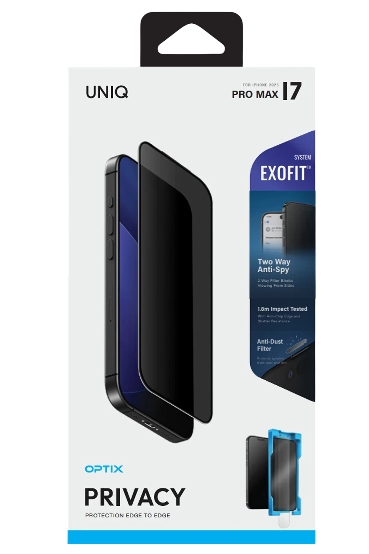 Uniq Apple iPhone 17 Pro Optix Exofit Privacy Applicator Cam Ekran Koruyucu