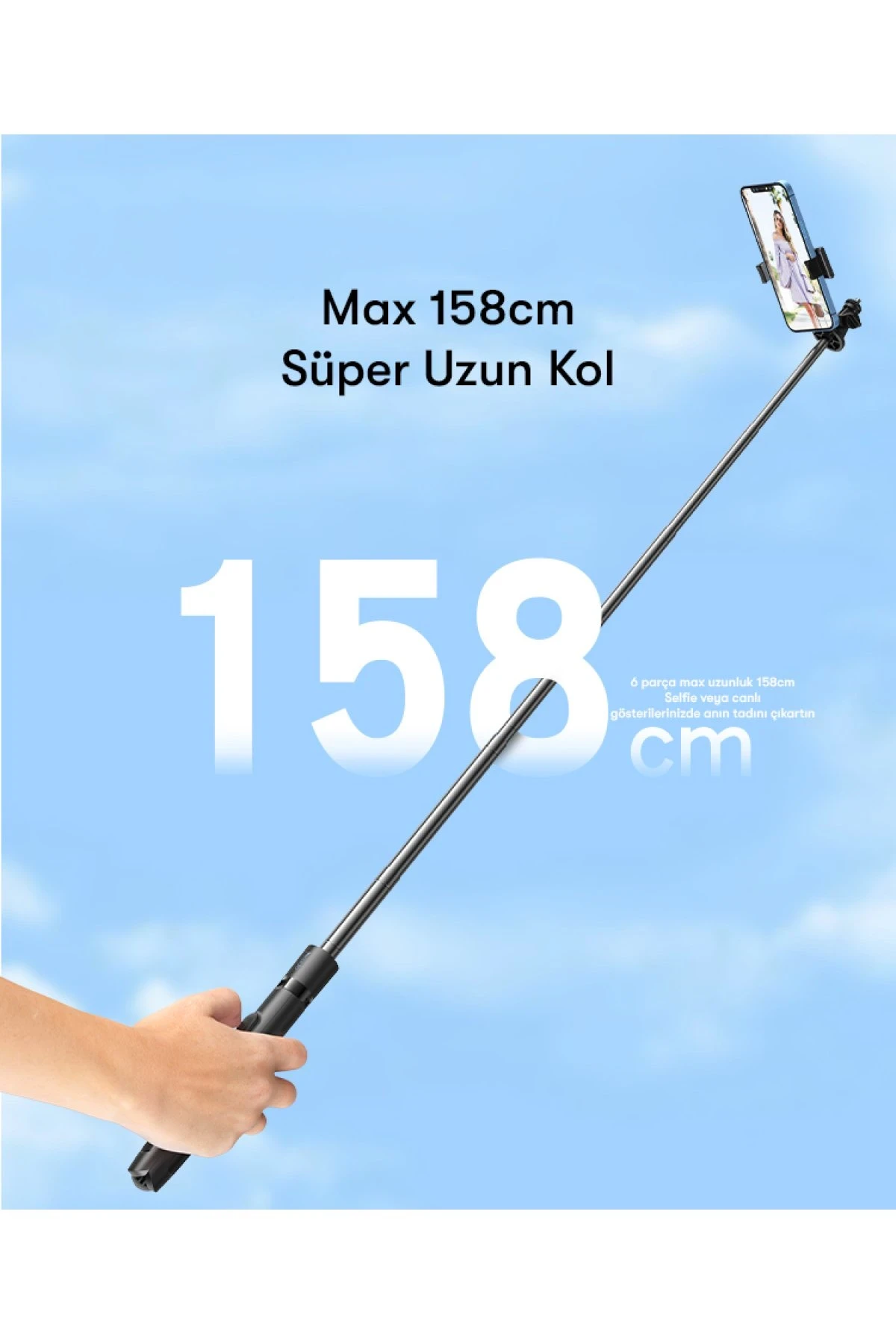 Yesido SF13 360 Derece Bluetooth Kontrollü 158cm Selfie Çubuğu