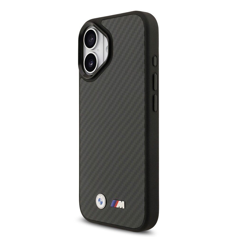 Apple iPhone 17 Kılıf BMW Orjinal Lisanslı M-safe Şarj Özellikli Karbon Fiber Metal Logolu Kapak