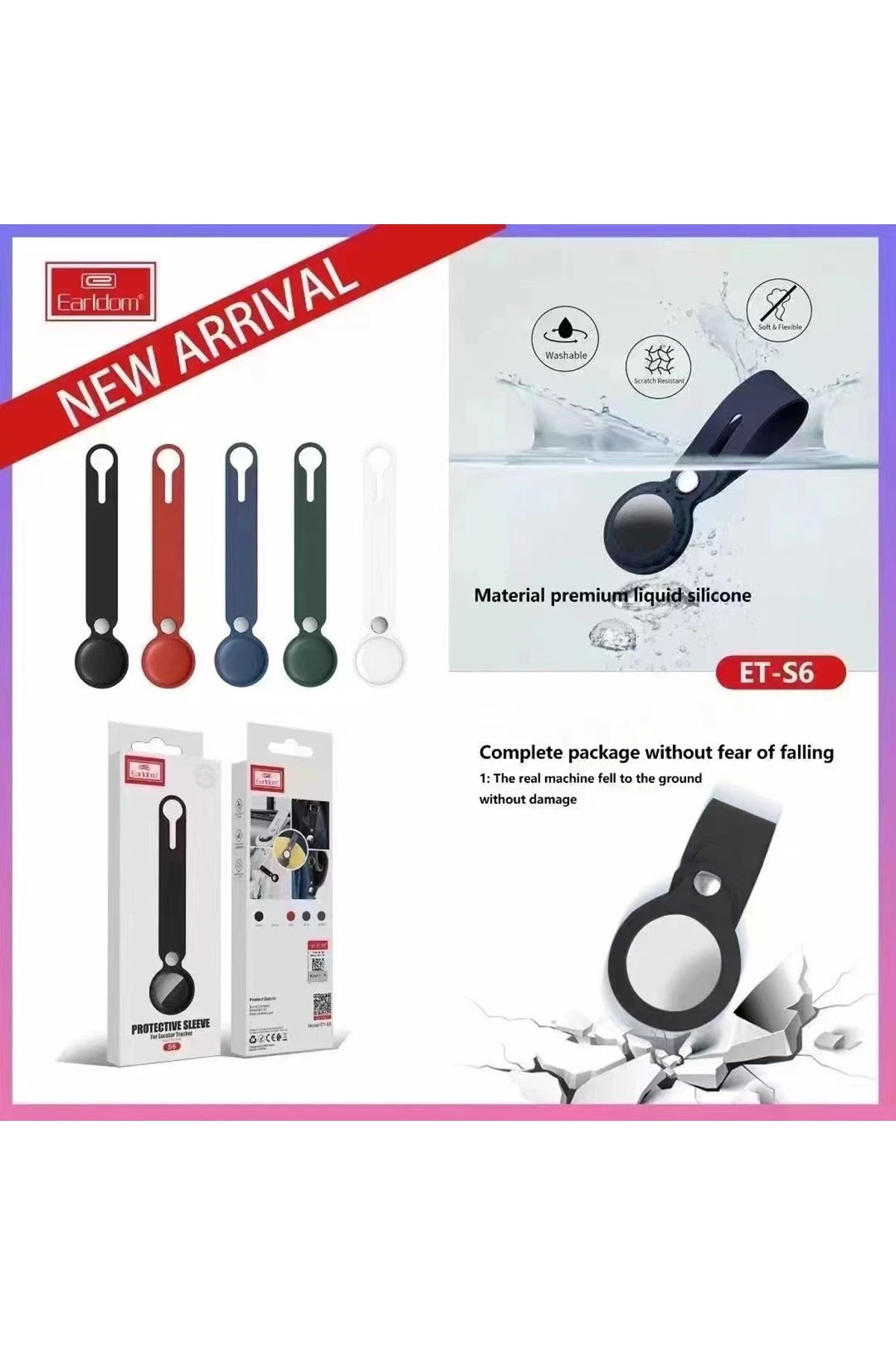 Earldom S6 Kopçalı Silikon Airtag Kılıfı