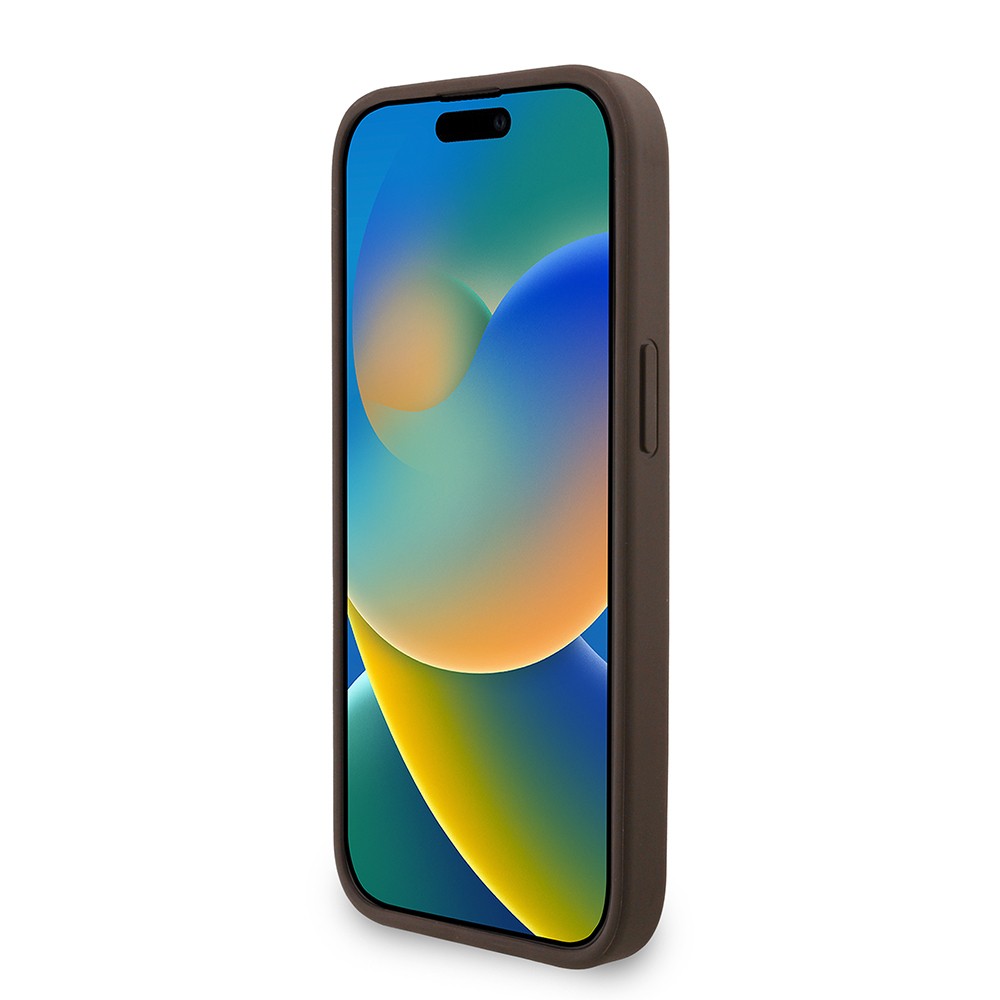 Apple iPhone 14 Kılıf Guess Orjinal Lisanslı M-safe Şarj Özellikli PU Deri Bilek Askı İpli Yazı Logolu Kapak