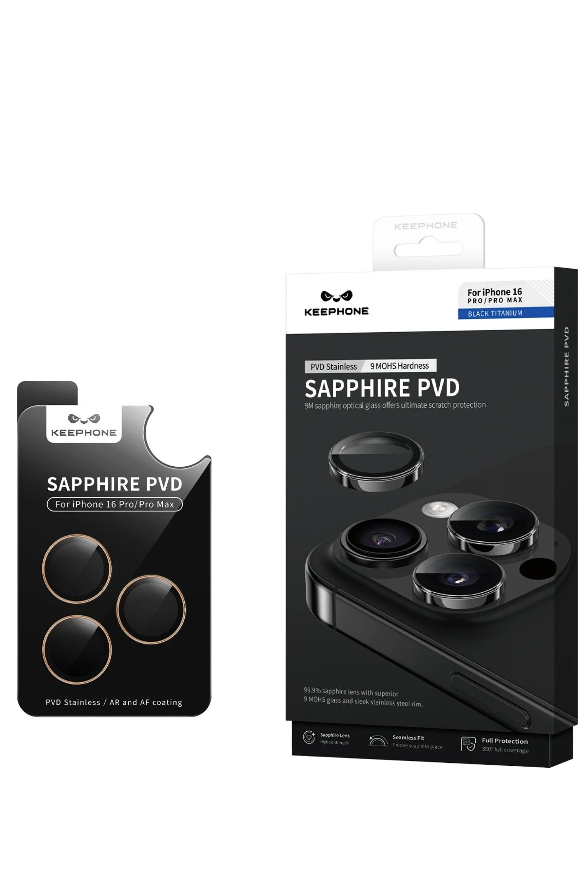 Keephone iPhone 16 Pro Max Sapphire PVD Kamera Lens