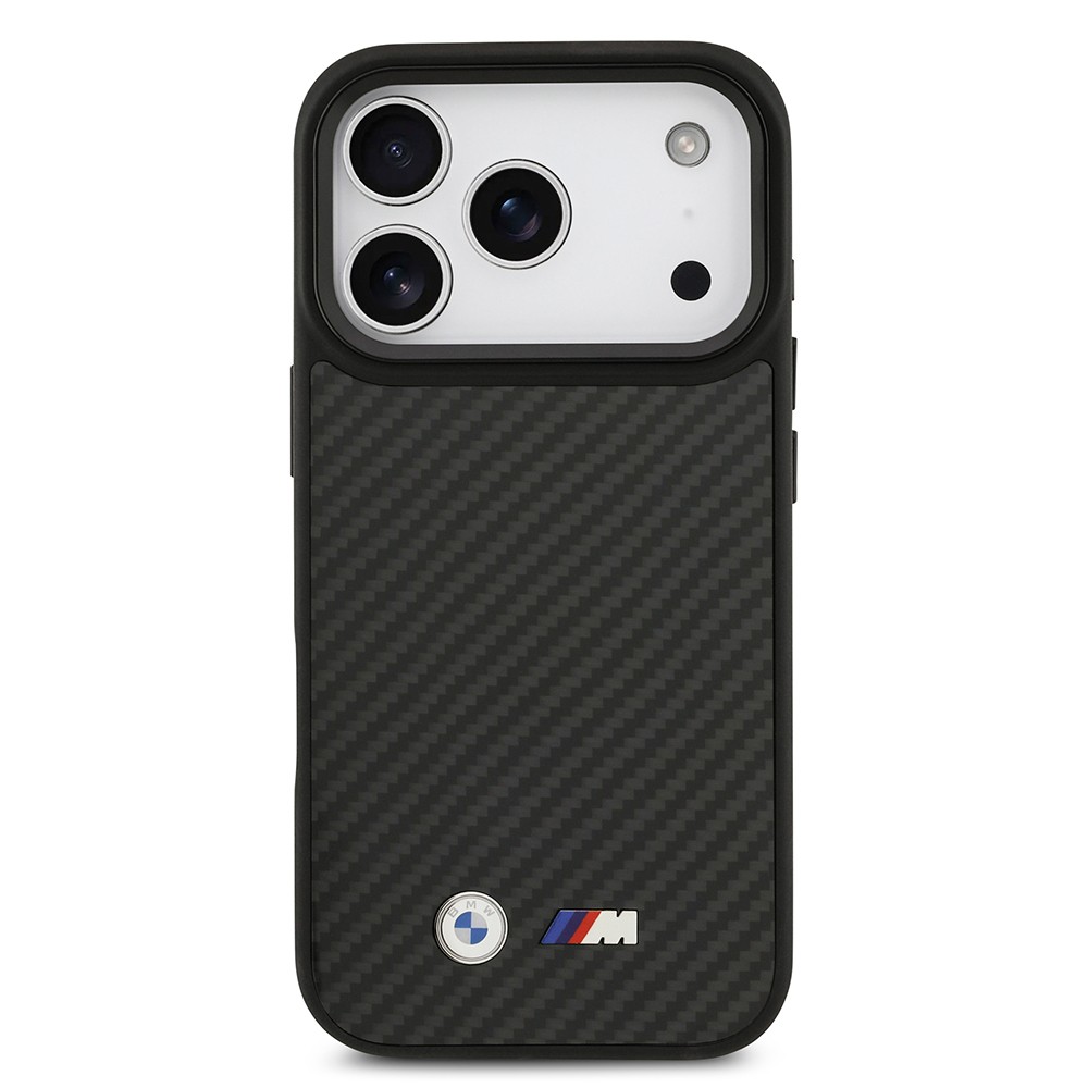Apple iPhone 17 Pro Kılıf BMW Orjinal Lisanslı M-safe Şarj Özellikli Karbon Fiber Metal Logolu Kapak