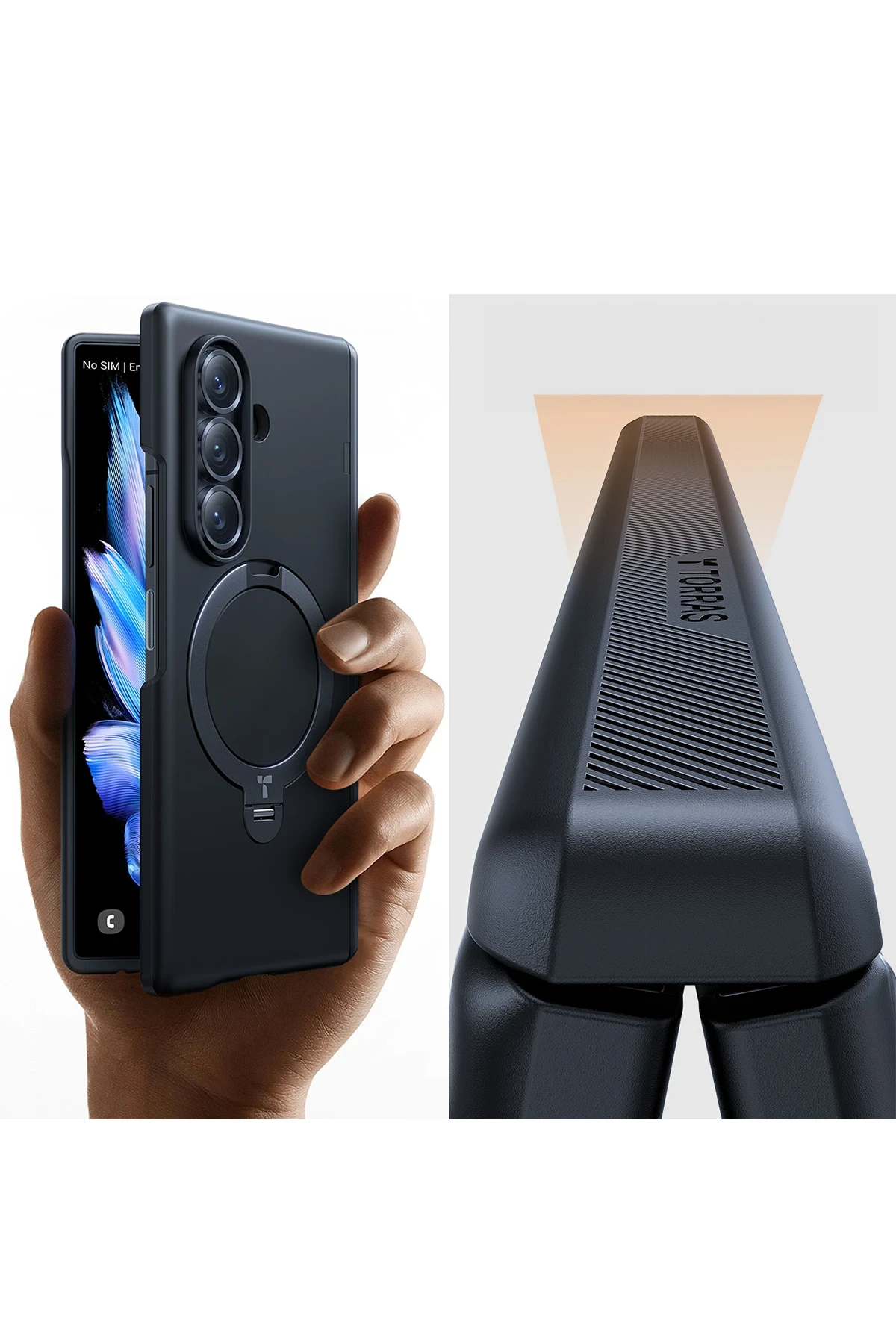 Torras Samsung Galaxy Z Fold 7 2 Adet Ekran Koruyuculu O Stand Spin Serisi Magsafe Kılıf