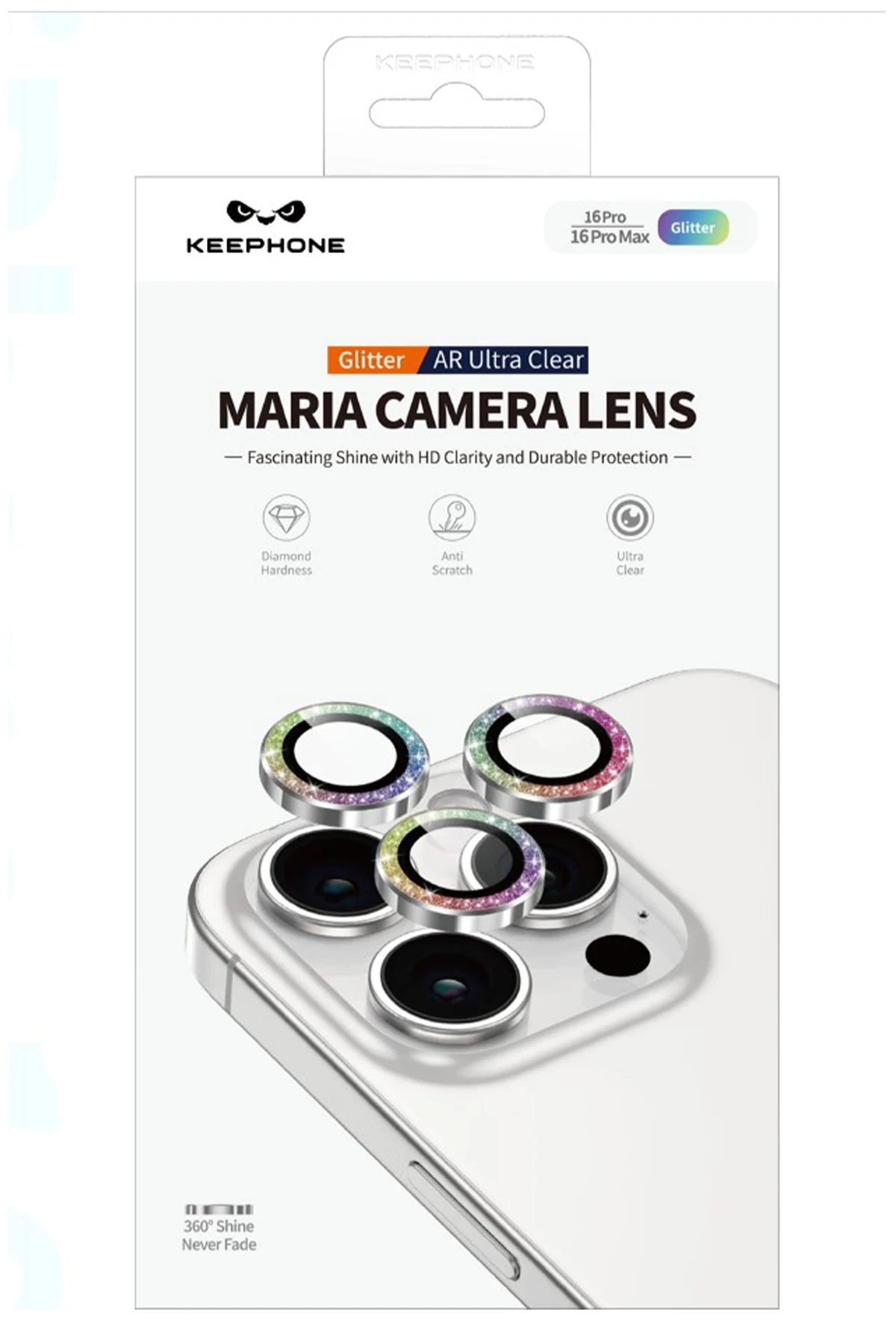 Keephone iPhone 16 Maria Simli Kamera Lens Koruyucu