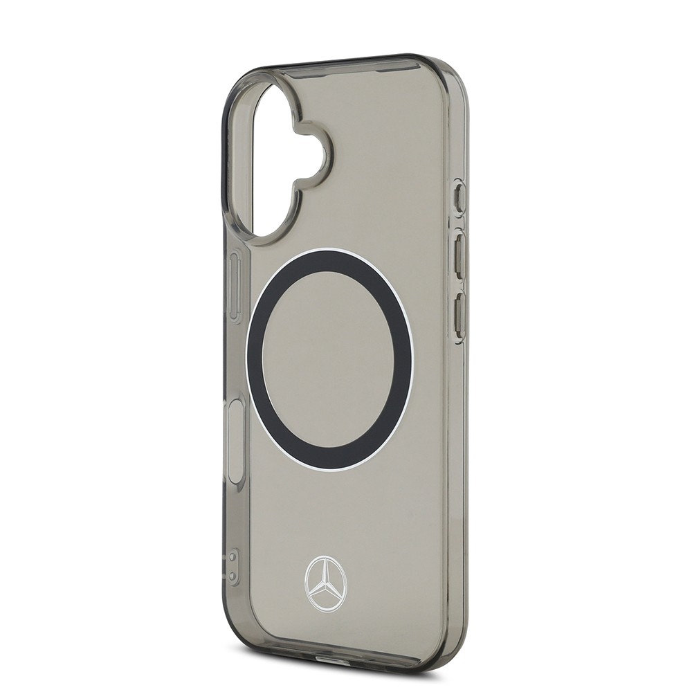 Apple iPhone 16 Kılıf Mercedes Benz Orjinal Lisanslı M-safe Şarj Özellikli Saydam Yüzey Silver Ring Kapak