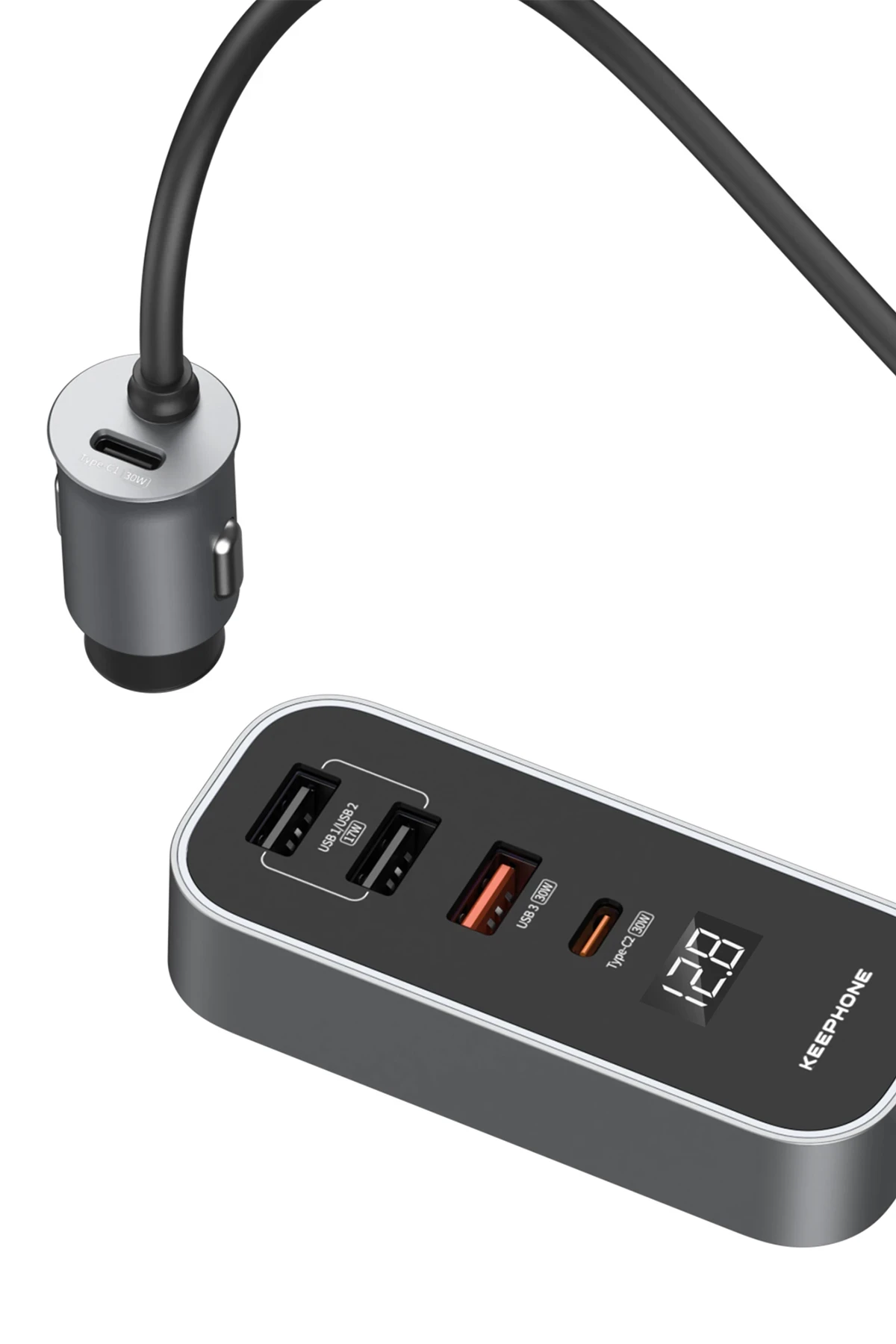 Keephone RevAmp CC14 2 Adet 17W USB 1 Adet 30W USB ve 1 Adet 30W Type-C Çıkışlı PD Hızlı Araç Şarj