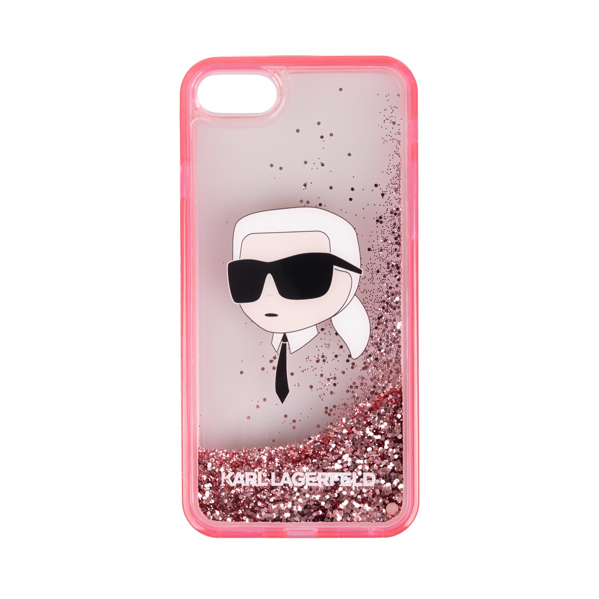 Apple iPhone 8 Kılıf Karl Lagerfeld Sıvılı Simli Karl Head Dizayn Kapak