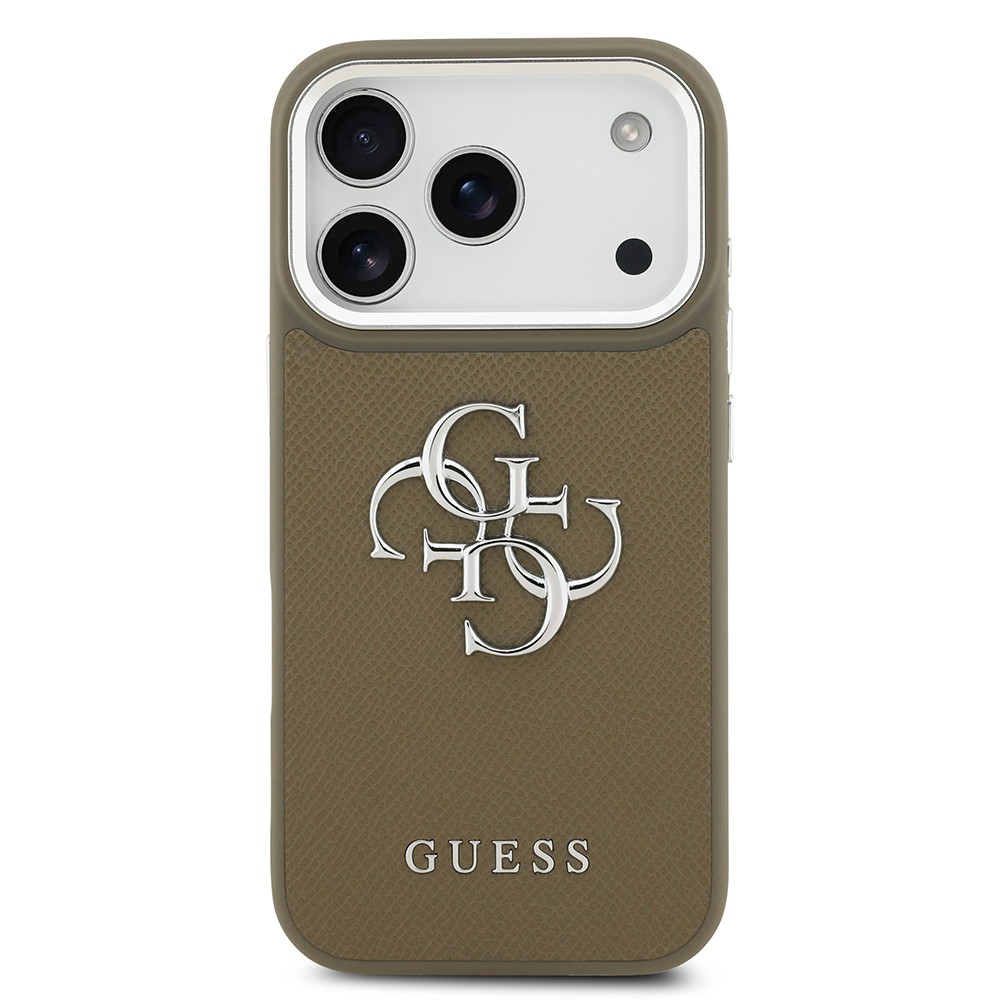 Apple iPhone 17 Pro Kılıf Guess Orjinal Lisanslı Grained 4G Metal Büyük Logolu Kapak