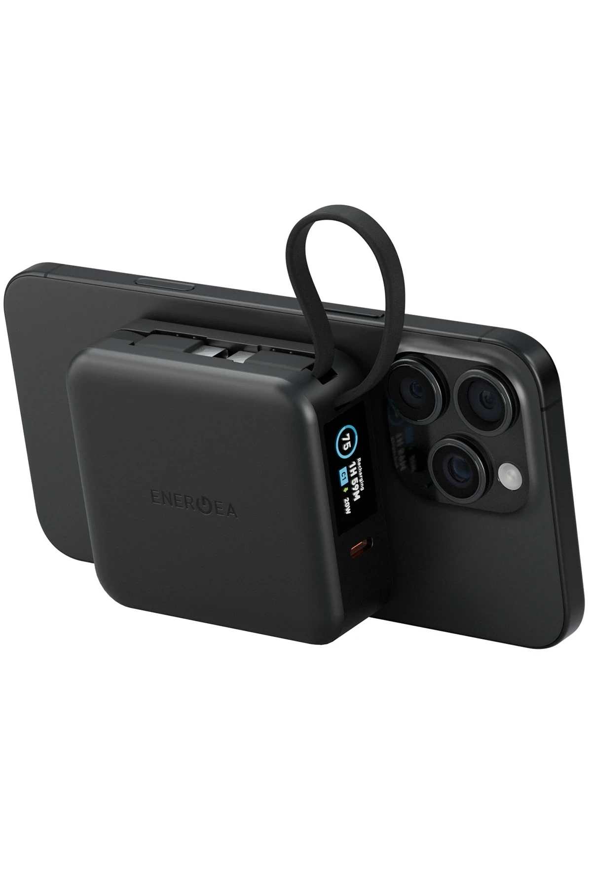 Energea MagPac Mini Plus Dijital Göstergeli 10.000 mAh 2 Adet 20W Type-C Kablolu 1 Adet 20W Type-C ve 15W Kablosuz Şarj Çıkışlı PD Hızlı Şarj Magsafe Powerbank
