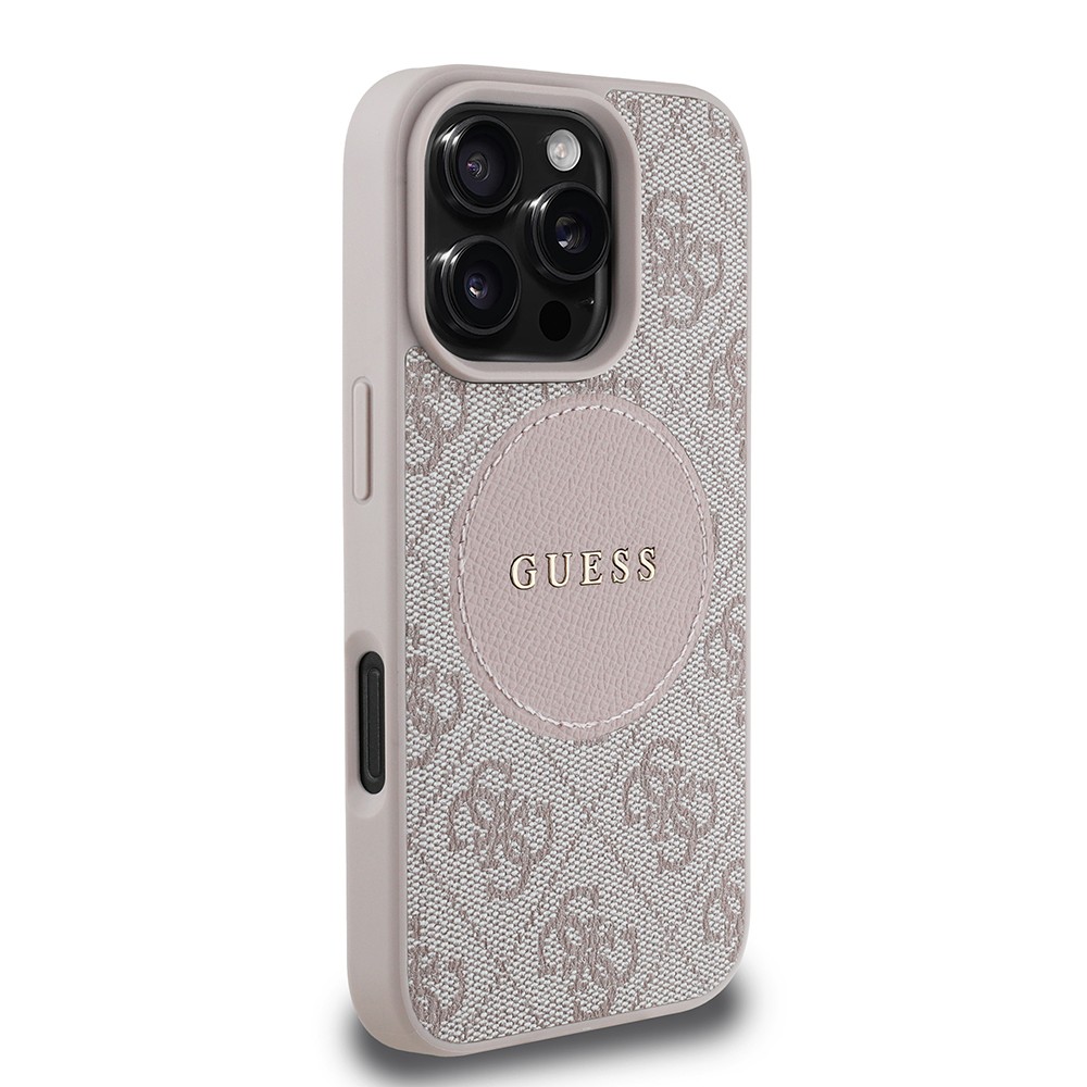 Apple iPhone 16 Pro Max Kılıf Guess Orjinal Lisanslı M-safe Şarj Özellikli Yazı Logolu Circle Classic Kapak