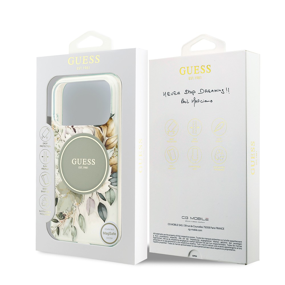 Apple iPhone 17 Pro Kılıf Guess Orjinal Lisanslı M-safe Şarj Özellikli Flower Tonal Circle Kapak