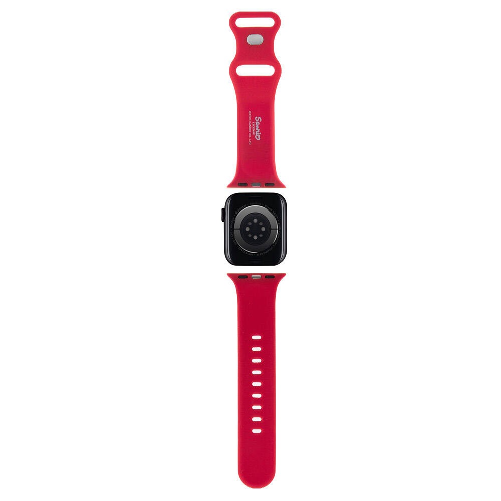 Apple Watch 7 41mm Hello Kitty Orjinal Lisanslı Yazı Logolu Fiyonk & Kitty Head Silikon Kordon
